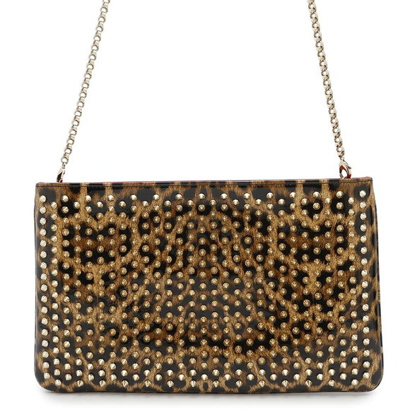 Christian Louboutin Leopard Bag Bag Chain Pochette Spike Clutch Shoulder - Picture 1 of 8